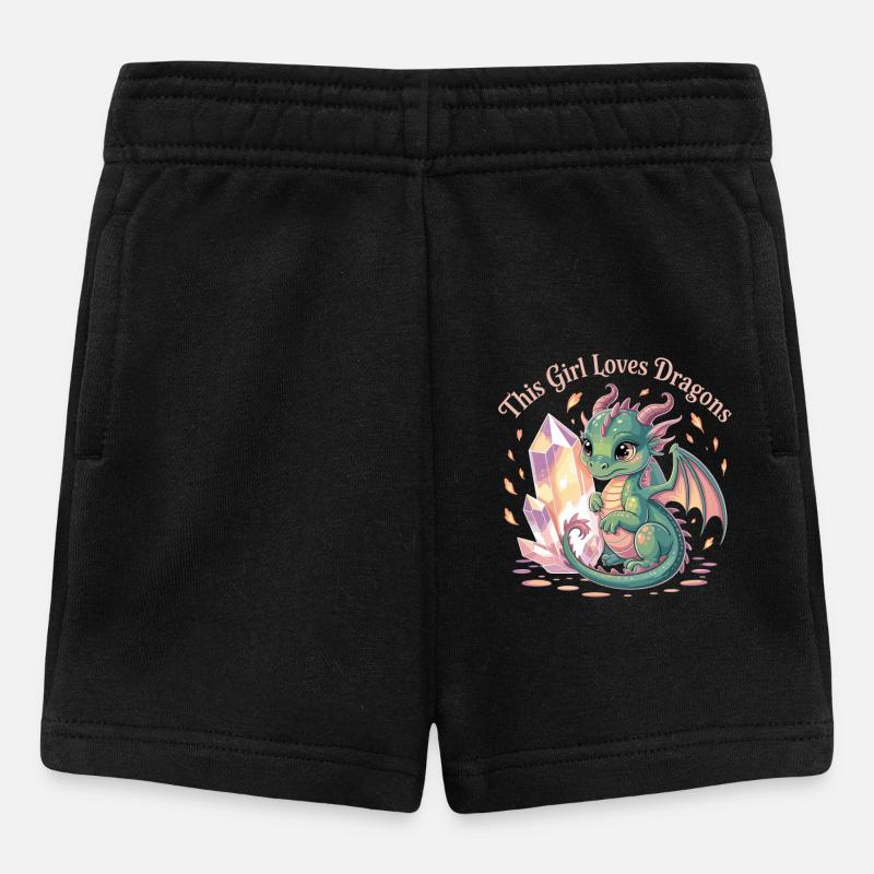 Mädchenliebe zu Drachen mit Kristall - Baby Shorts - Schwarz