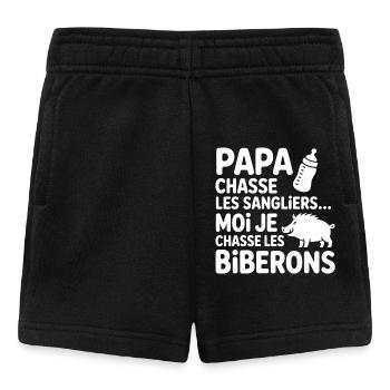Lustiger Baby-Bodysuit – Papa jagt, ich auch! - Baby Shorts - Schwarz - Vorne