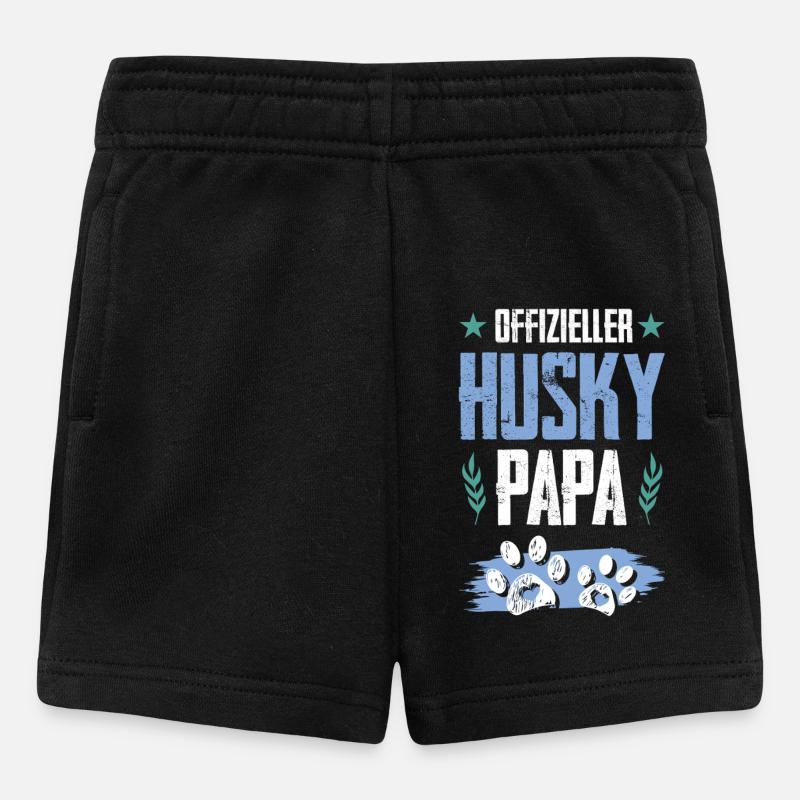 papa chien husky - Short Bébé - noir