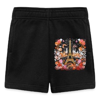 Paris Eiffelturm Blumen Rosen Frankreich Aquarell - Baby Shorts - Schwarz - Vorne