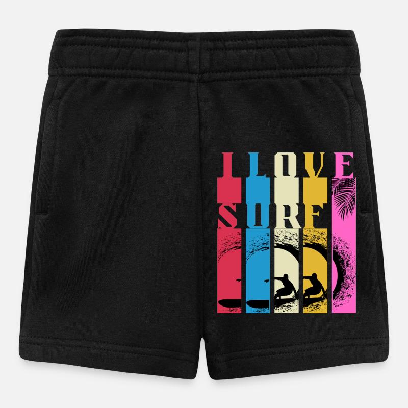 Multicolored Surf Waves - Baby Shorts - black