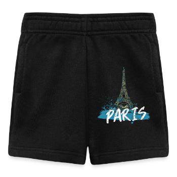 Tour Eiffel de Paris avec calligraphie - Short Bébé - noir - Devant