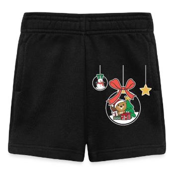 Biber Weihnachten Schneekugel Biber - Baby Shorts - Schwarz - Vorne