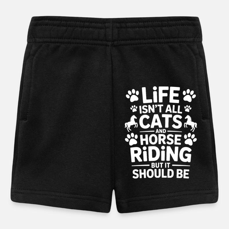Équitation Dicton Chats Cavalier Chevaux Équitation Cadeau - Short Bébé - noir