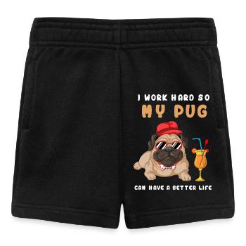 Ich arbeite hart, mein Mops - Baby Shorts - Schwarz - Vorne