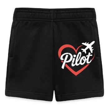 Heart and Airplane Pilot Design - Baby Shorts - black - Front