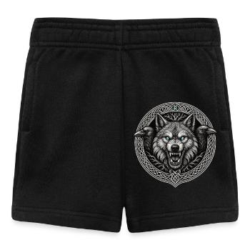 Fenrir Wolf mit Odins Raben Hugin und Munin Viking - Baby Shorts - Schwarz - Vorne