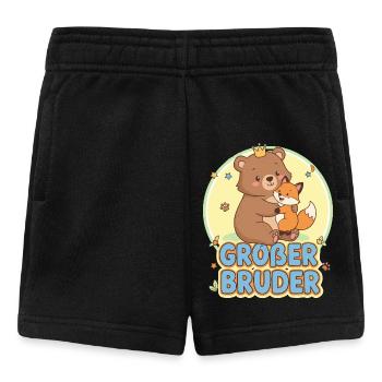 Niedlicher Bär und Fuchs Geschwister Design - Baby Shorts - Schwarz - Vorne
