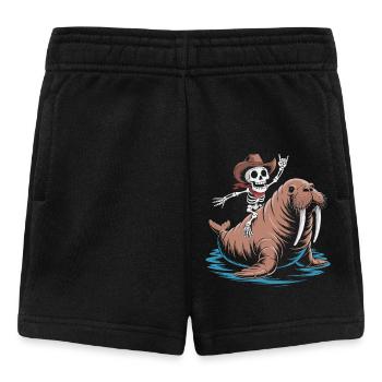 Skeleton cowboy on walrus - Baby Shorts - black - Front