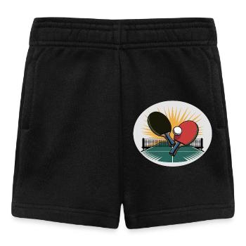 Raquette de ping-pong avec filet au lever du soleil - Short Bébé - noir - Devant