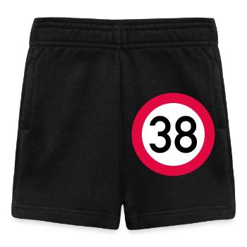 38e anniversaire Attention ! Panneau de signalisation 38 Km/h - Short Bébé - noir - Devant