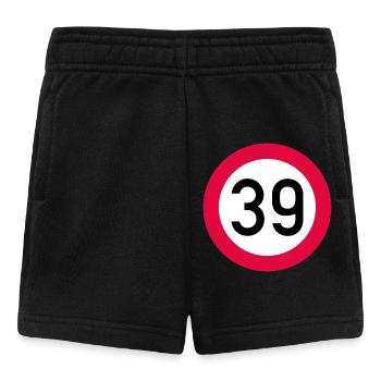 39e anniversaire Attention ! Panneau de signalisation 39 Km/h - Short Bébé - noir - Devant