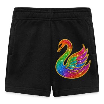 Regenbogen Glitzer Schwan Mutter - Baby Shorts - Schwarz - Vorne