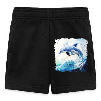 Watercolor Dolphin Leap - Baby Shorts - black - Front