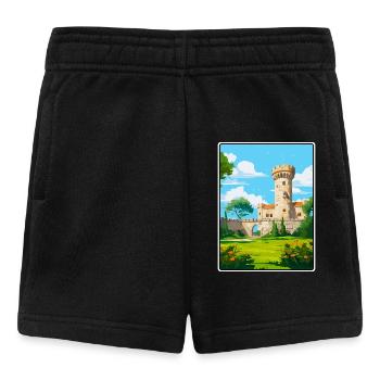Chaves Portugal Castle Tower Under Blue Sky Poster - Baby Shorts - black - Front