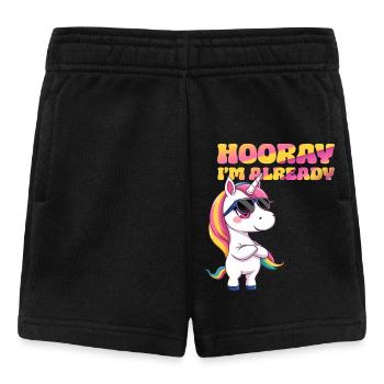 Licorne - Hourra je suis déjà - Short Bébé - noir - Devant