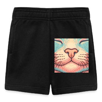 Retro Cat Nose – Colorful Whiskers Illustration - Baby Shorts - black - Front