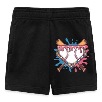 Baseball Homeplate with Batter and Colorful Splash - Baby Shorts - black - Front