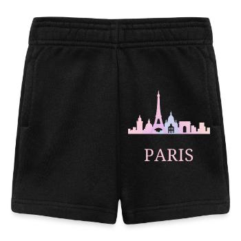 Ambiance pastel de la silhouette de la ligne d’horizon de Paris - Short Bébé - noir - Devant