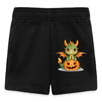 Cute Green Dragon with Halloween Pumpkin - Baby Shorts - black - Front