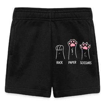 Cat Paw Rock Paper Scissors Animal Play Humor - Baby Shorts - black - Front