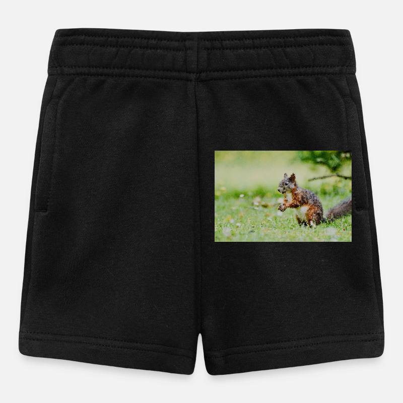 Eichhörnchen Mosaic im Grasenfeld - Baby Shorts - Schwarz