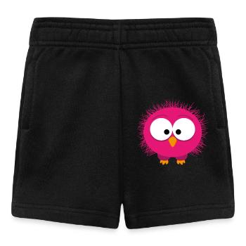 Fluffy Pink Bird Portrait - Baby Shorts - black - Front