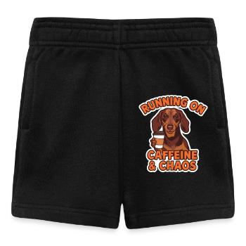Dackel Running On Caffeine & Chaos Retro - Baby Shorts - Schwarz - Vorne