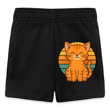 Retro Cat Vibes - Baby Shorts - Schwarz - Vorne