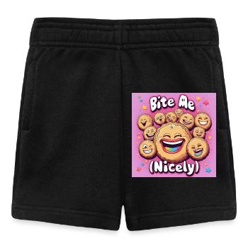 Bite Me Nicely Kekse Lachdesign - Baby Shorts - Schwarz - Vorne