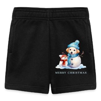 Bonhomme de neige joyeux avec chien bonhomme de neige - Short Bébé - noir - Devant