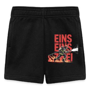 Fire Brigade Saying – 112 Emergency Call Hero in Action - Baby Shorts - black - Front