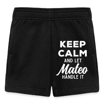 Restez calme Laissez Mateo le réparer Dicton amusant - Short Bébé - noir - Devant