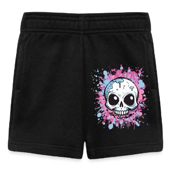 Neon Splatter Schädel Kunst - Baby Shorts - Schwarz - Vorne