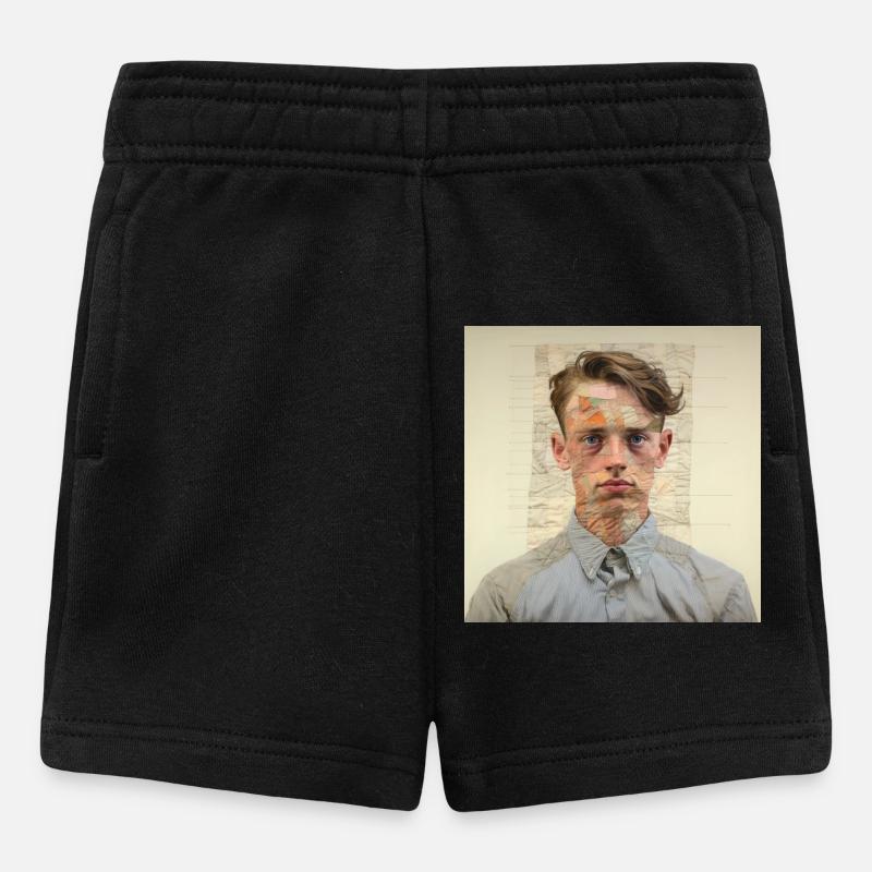 Collage de portraits en patchwork - Short Bébé - noir