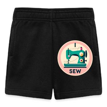 Vintage Sewing Machine Silhouette - Baby Shorts - black - Front