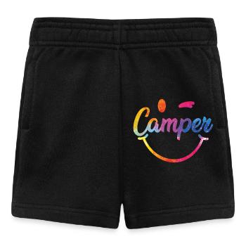 Logo smiley coloré du campeur - Short Bébé - noir - Devant