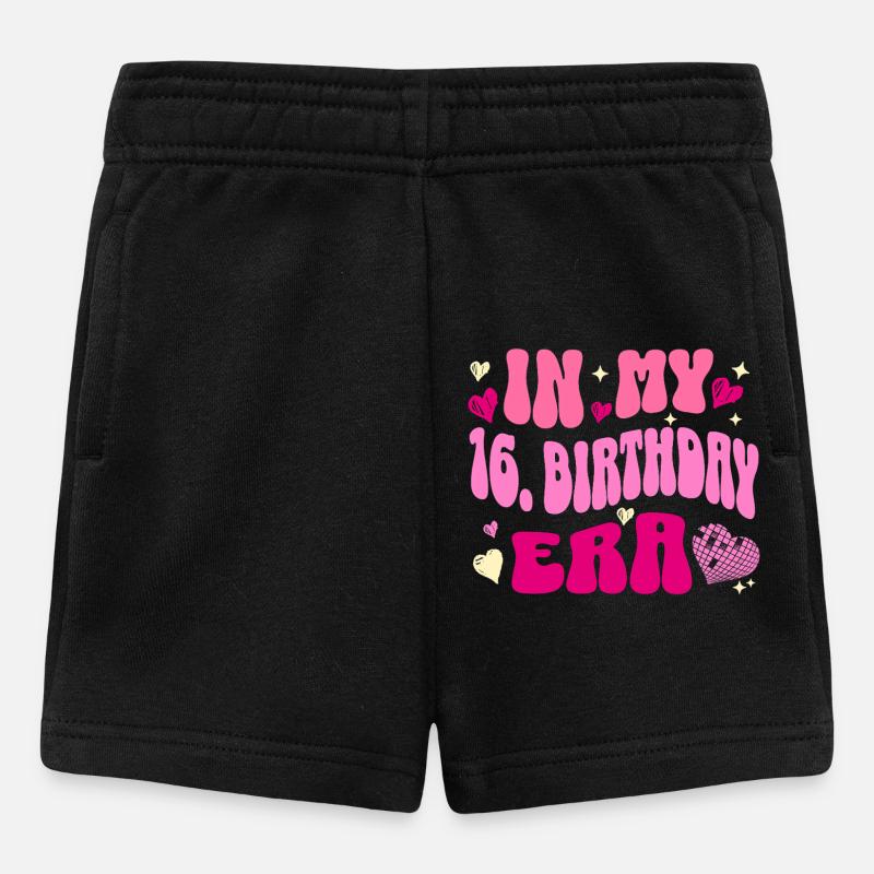 Dans mon 16e anniversaire ère coeur rétro design - Short Bébé - noir