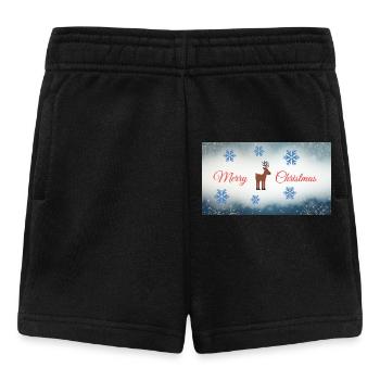 Merry Christmas Deer Motif with Snowflakes - Baby Shorts - black - Front