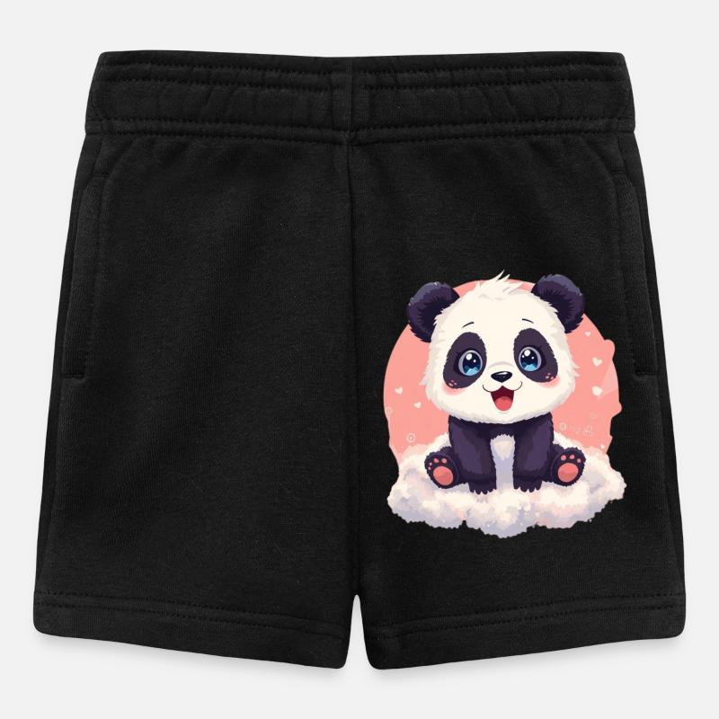 Cuddly Panda on Pink Cloud - Baby Shorts - black