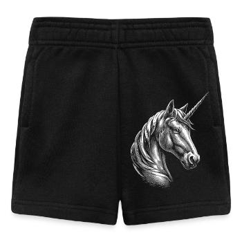 Licorne Poney Cavalier Chevaux Équitation Licornes - Short Bébé - noir - Devant