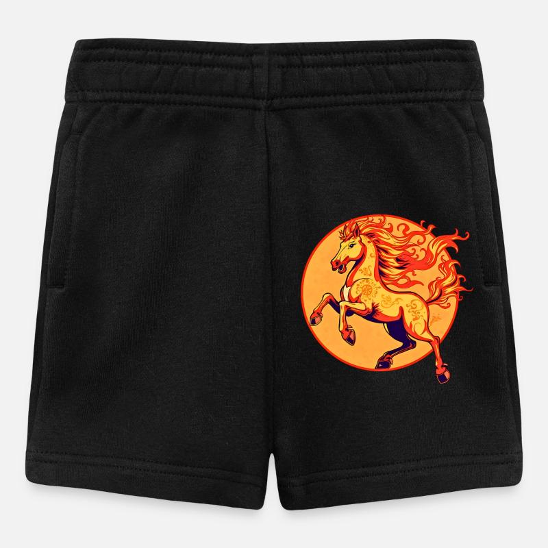 Cheval de Feu Astrologie Chinoise - Short Bébé - noir