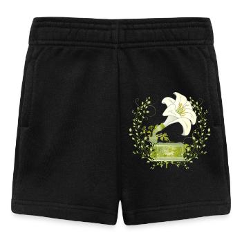 Lily Gramophone – Motif de musique florale en vert - Short Bébé - noir - Devant