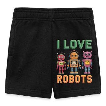 Retro Roboter - Baby Shorts - Schwarz - Vorne