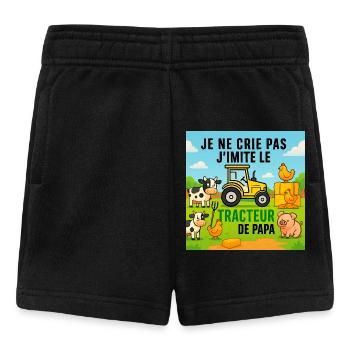 Papas Traktor und bunte Tiere - Baby Shorts - Schwarz - Vorne