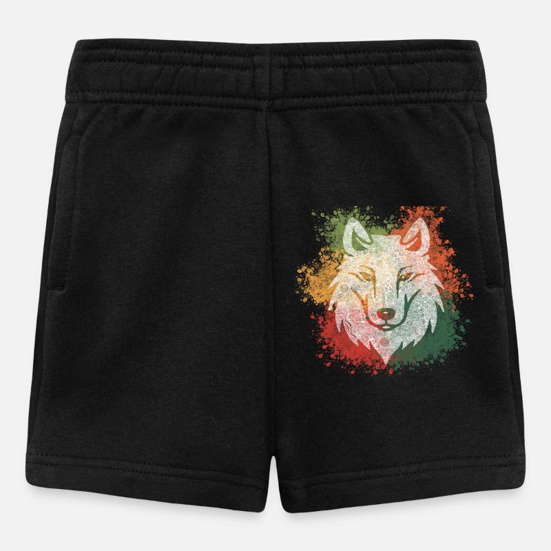 Zentangle Wolf - Baby Shorts - Schwarz