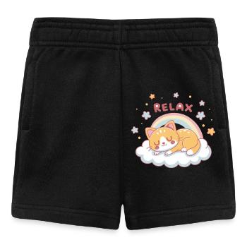 Entspanntes Kätzchen Regenbogen auf Wolke - Baby Shorts - Schwarz - Vorne
