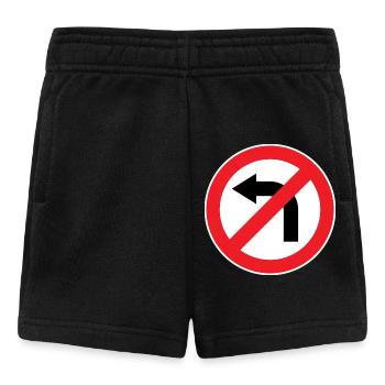 Links abbiegen verboten, Verkehrszeichen - Baby Shorts - Schwarz - Vorne
