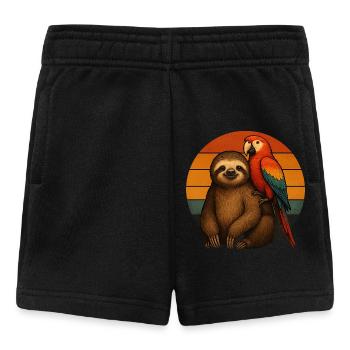 Faultier Papagei Retro Tierfreunde - Baby Shorts - Schwarz - Vorne