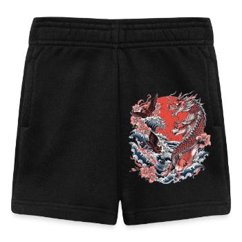 Koi, Waves and Cherry Blossom - Baby Shorts - black - Front